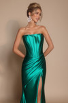 Portia and Scarlett XO071 Satin Strapless Corset Slit Dress
