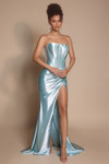 Portia and Scarlett XO071 Satin Strapless Corset Slit Dress