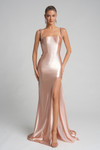 Portia and Scarlett XO074 Satin Square Neck Fitted Dress