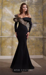 MNM Couture N0566 Two-Tone Crepe Taffeta Long Sleeves Gown