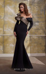 MNM Couture N0566 Two-Tone Crepe Taffeta Long Sleeves Gown