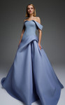 MNM Couture E0103 Off-Shoulder Neckline Pleated Fitted Gown