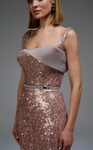 MNM Couture E0108 Sequin Embellished Strap Sleeves Gown