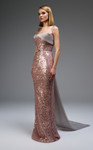 MNM Couture E0108 Sequin Embellished Strap Sleeves Gown