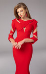 MNM Couture F02829 Criss-cross High Neck Long Sleeves Gown