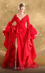 MNM Couture F02879 Satin Deep V-neckline Long Sleeves Gown