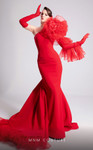 MNM Couture F02906 Floral Bold Shoulder Asymmetric Neck Gown