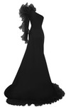 MNM Couture F02906 Floral Bold Shoulder Asymmetric Neck Gown