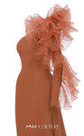 MNM Couture F02906 Floral Bold Shoulder Asymmetric Neck Gown