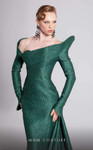 MNM Couture F02910 Jacquard Off Shoulder Long Sleeves Gown