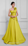 MNM Couture F02923 Floral Asymmetric Neckline A-line Gown