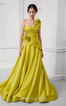 MNM Couture F02923 Floral Asymmetric Neckline A-line Gown