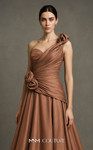 MNM Couture F02923 Floral Asymmetric Neckline A-line Gown