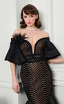 MNM Couture F02925 Off-shoulder Ruffles Bell Sleeves Gown