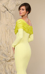 MNM Couture F02928 Crepe Off Shoulder Long Sleeves Gown