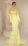 MNM Couture F02928 Crepe Off Shoulder Long Sleeves Gown