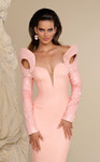 MNM Couture F02942 Sequin Long Sleeves Deep V-neckline Gown
