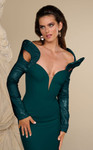 MNM Couture F02942 Sequin Long Sleeves Deep V-neckline Gown