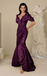 MNM Couture F02946 Satin Deep V-neckline Trumpet Long Gown