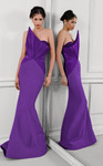 MNM Couture F03100 Rayon Crepe Beaded Asymmetry Neck Gown
