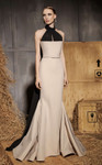 MNM Couture N0649 Rayon Crepe Organza High Neckline Gown