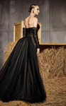 MNM Couture N0656 Lace Organza Train Sweetheart Neck Gown