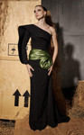 MNM Couture N0667 Asymmetrical Neckline One Long Sleeve Gown