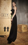 MNM Couture N0667 Asymmetrical Neckline One Long Sleeve Gown
