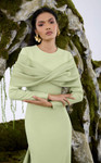 MNM Couture N0672 Rayon Crepe Long Sleeve Halter Neck Gown