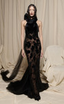 MNM Couture N0699 Velvet Mesh Embroidery Halter Neck Gown