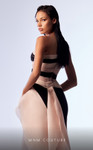 MNM Couture G1734 Tulle Crepe Strapless Overskirt Dress