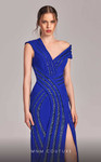 MNM Couture G1833 Crepe Sequin Embroidery V-neck Gown