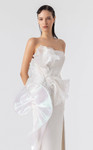 MNM Couture G1903 3D Holographic Strapless High Slit Gown
