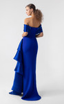 MNM Couture G1905 Satin Layers Off-Shoulder High Slit Gown