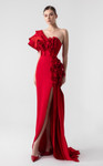 MNM Couture G1909 Satin 3D Laser-Cut One-Shoulder Long Gown