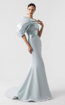 MNM Couture G1911 Crepe Metallic One Shoulder Fitted Gown