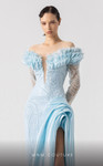 MNM Couture G1915 Lace Long Sleeve Deep V-neck Fitted Gown