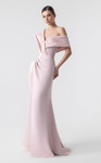 MNM Couture G1929 Asymmetrical Pleated Elegance Long Gown