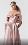 MNM Couture G1940 Satin Metallic Organza Off-shoulder Gown