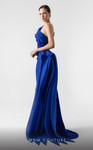 MNM Couture G1941 Crepe Asymmetrical Neck High Slit Gown