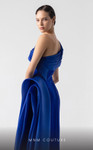MNM Couture G1941 Crepe Asymmetrical Neck High Slit Gown