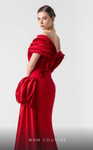 MNM Couture G1942 Scarlet Off-Shoulder Sleeve High Slit Gown