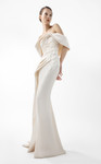 MNM Couture G2007 Crepe Embroidered Off-Shoulder Neck Gown