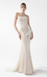 MNM Couture G2015 Pearl Lace Straight Neck Strapless Gown