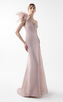 MNM Couture G2026 Organza Flower One-shoulder Neck Gown