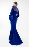 MNM Couture G2029 Crepe Illusion Tulle Neck Long Sleeve Gown