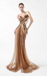 MNM Couture G2038 Crepe Angular Bodice V-neck Strapless Gown