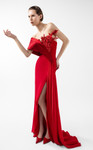 MNM Couture G2040 Crepe Scarlet Draped Off-shoulder Gown
