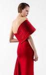MNM Couture G2040 Crepe Scarlet Draped Off-shoulder Gown
