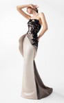 MNM Couture G2045 Rich Crepe Metallic Taffeta Strapless Gown